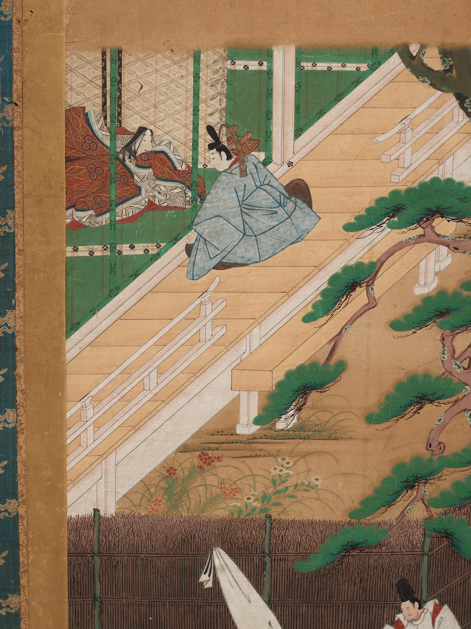 A Japanese six fold screen, Edo period (1603-1868).