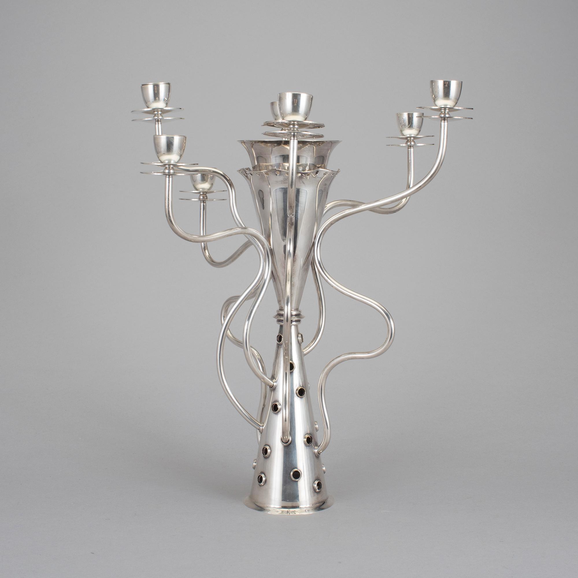 BOREK SIPEK, kandelaber, nysilver, "Simon", Drade, formgiven 1989.