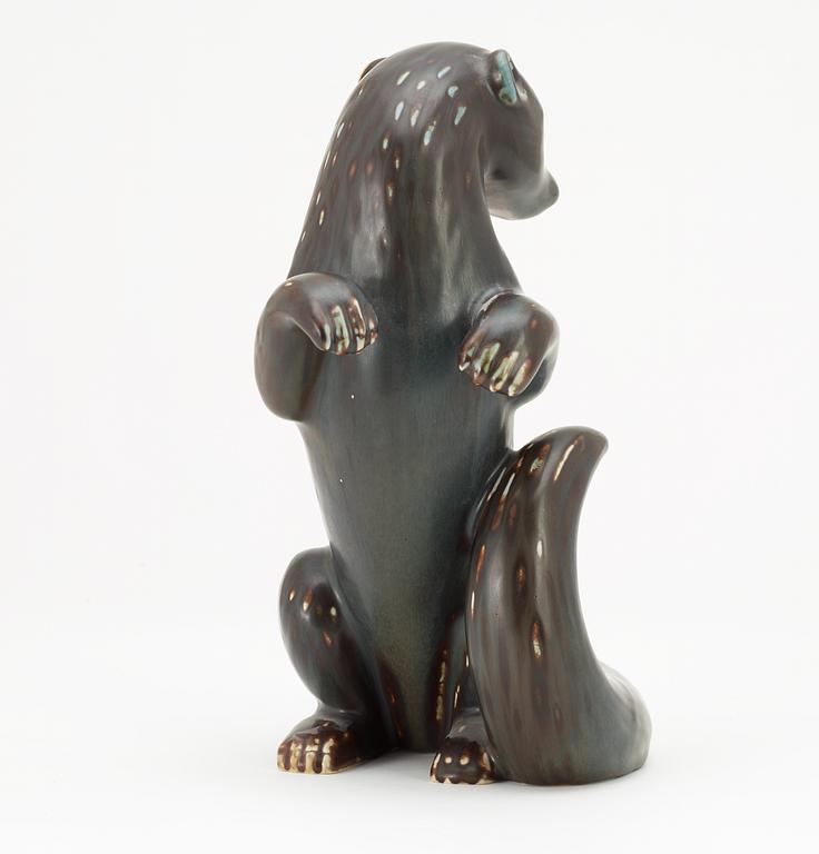 A Gunnar Nylund stoneware figure of a mustelids, Rörstrand.