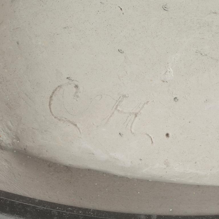 OKÄND KONSTNÄR, porträttmedaljong, skulpterad gips, 1800-talets andra hälft. Bär sign CH.