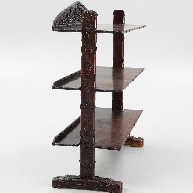 A Chinese hardwood shelf, 20th century.
