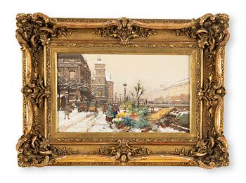 Eugène Galien-Laloue, Flower sellers at Quai de l'Horloge in Paris.
