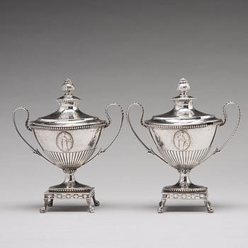 Johan Ekholm, sockerskålar, ett par, silver, Stockholm 1792. Gustavianska.