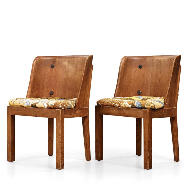 Axel Einar Hjorth, a pair of "Lovö" stained pine armchairs, Nordiska Kompaniet, Sweden 1930's.