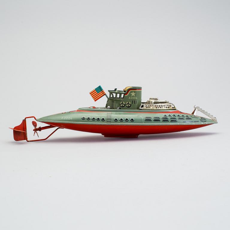 A tinplate Arnold submarine A2004, Germany, ca 1950.