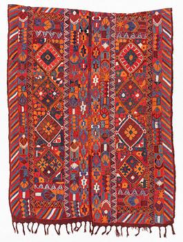 Rug/Textile with embroideries, old, marsh nomads, Iraq, 210 x 160 cm.