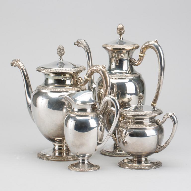 A 20th century silver four piece tea service, unknown makers mark weight ca 1743 gr.