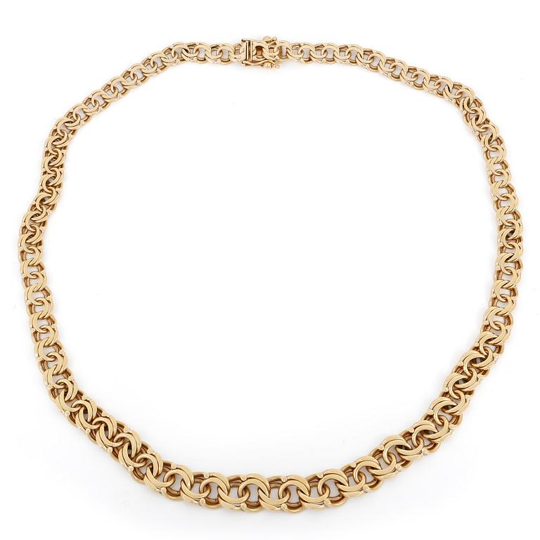 COLLIER, 18K guld, B E Franzen, Stockholm, 1963. Vikt ca 41,7g.