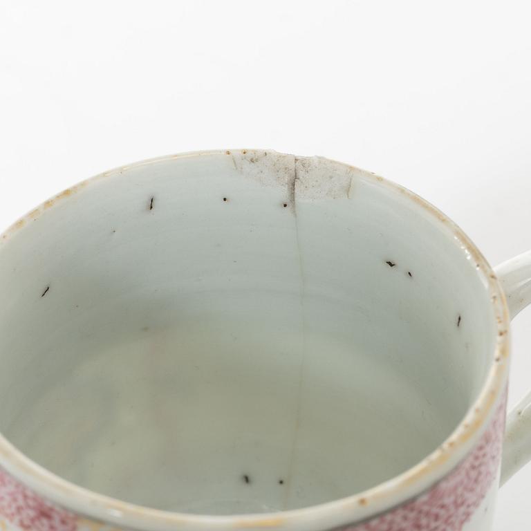 Koppar, åtta stycken, porslin. Qingdynastin, 1700-tal.