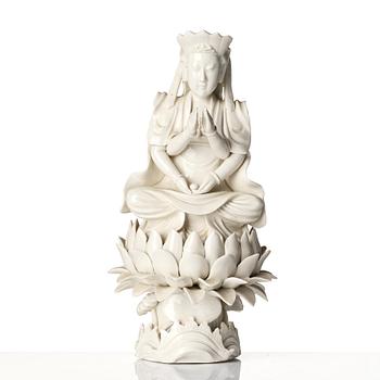 Figurin, porslin, blanc de Chine, Kina, sen Qingdynasti / omkring 1900.