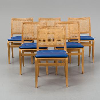 BRUNO MATHSSON, six 'Kerstin' beech and rattan chairs from Dux.