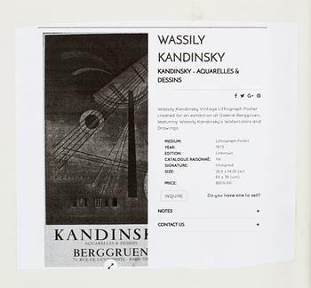 WASSILY KANDINSKY, after, Lithograph poster. "Berggruen" Mourlot 1972.