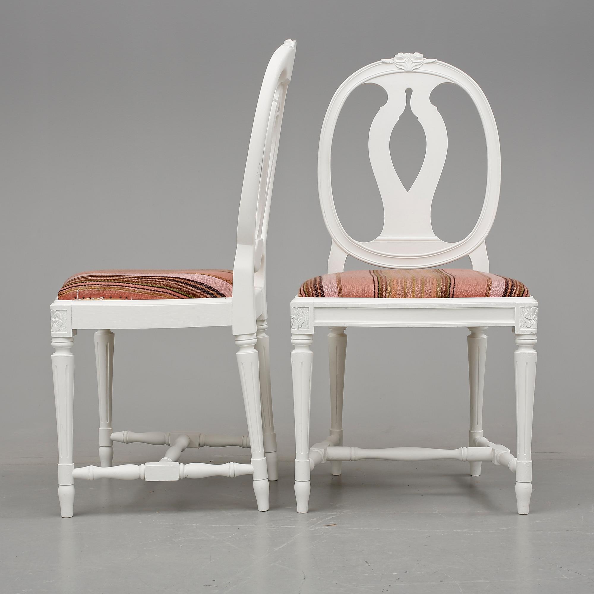 STOLAR, 6 stycken, gustaviansk stil, 1900-talets andra hälft.