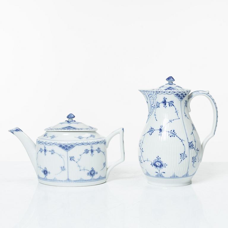 Royal Copenhagen, a 58-piece porcelain 'Blue Fluted' dinner and tea service, Denmark, mostly 1889-1934 but some pieces 1950-1984.