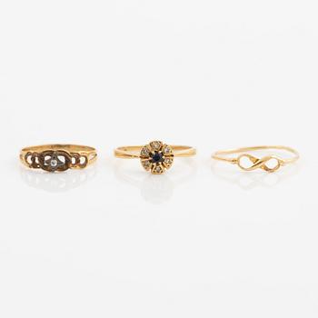 Ring, six pieces, 18K gold with, among other things, pearls and rose-cut diamond.