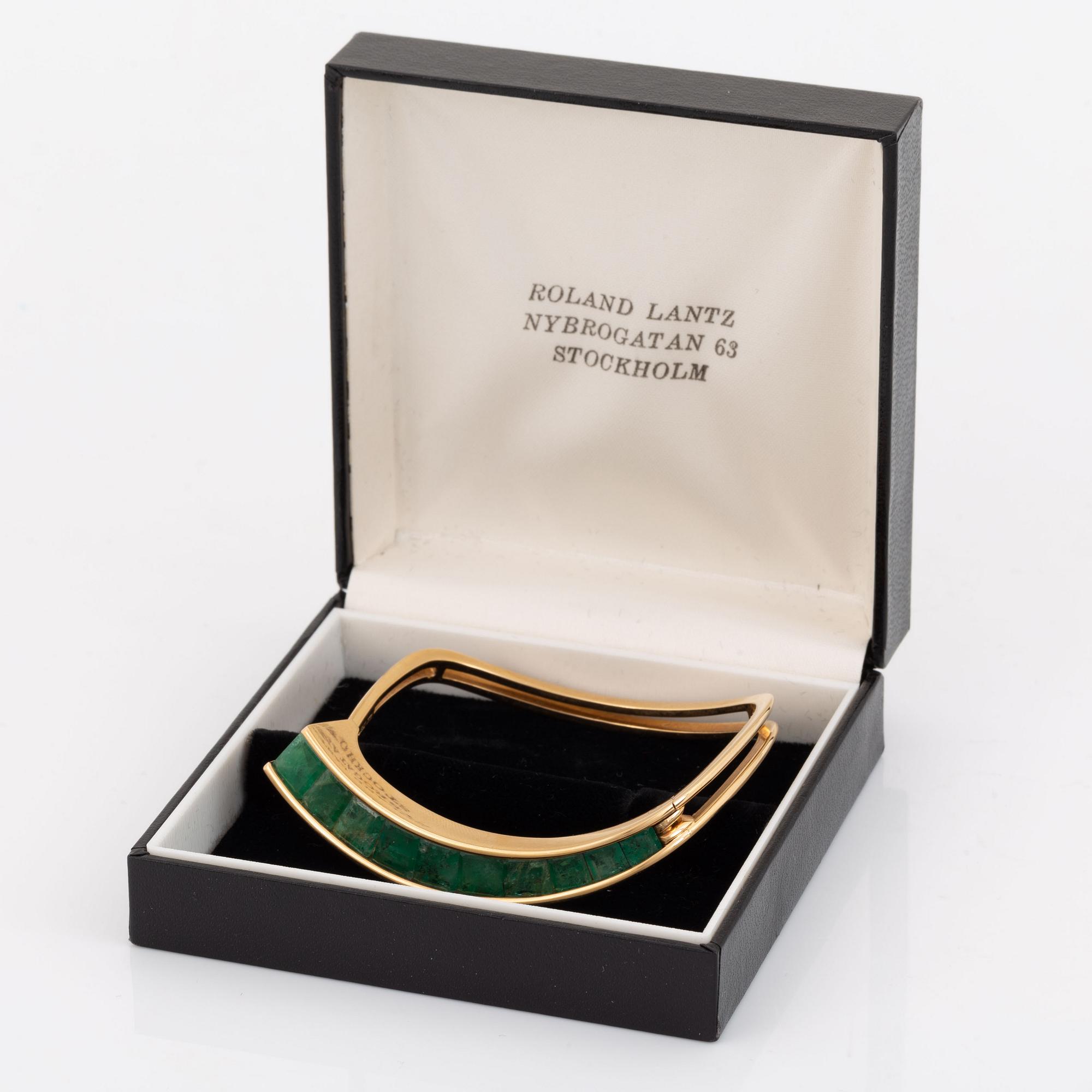 Lantz armband 18K guld med trappslipade  smaragder.