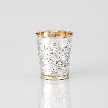 A Swedish baroque parcel gilt silver beaker, mark of Joran Hieronymi Bernegau, Norrköping (1648-1679).