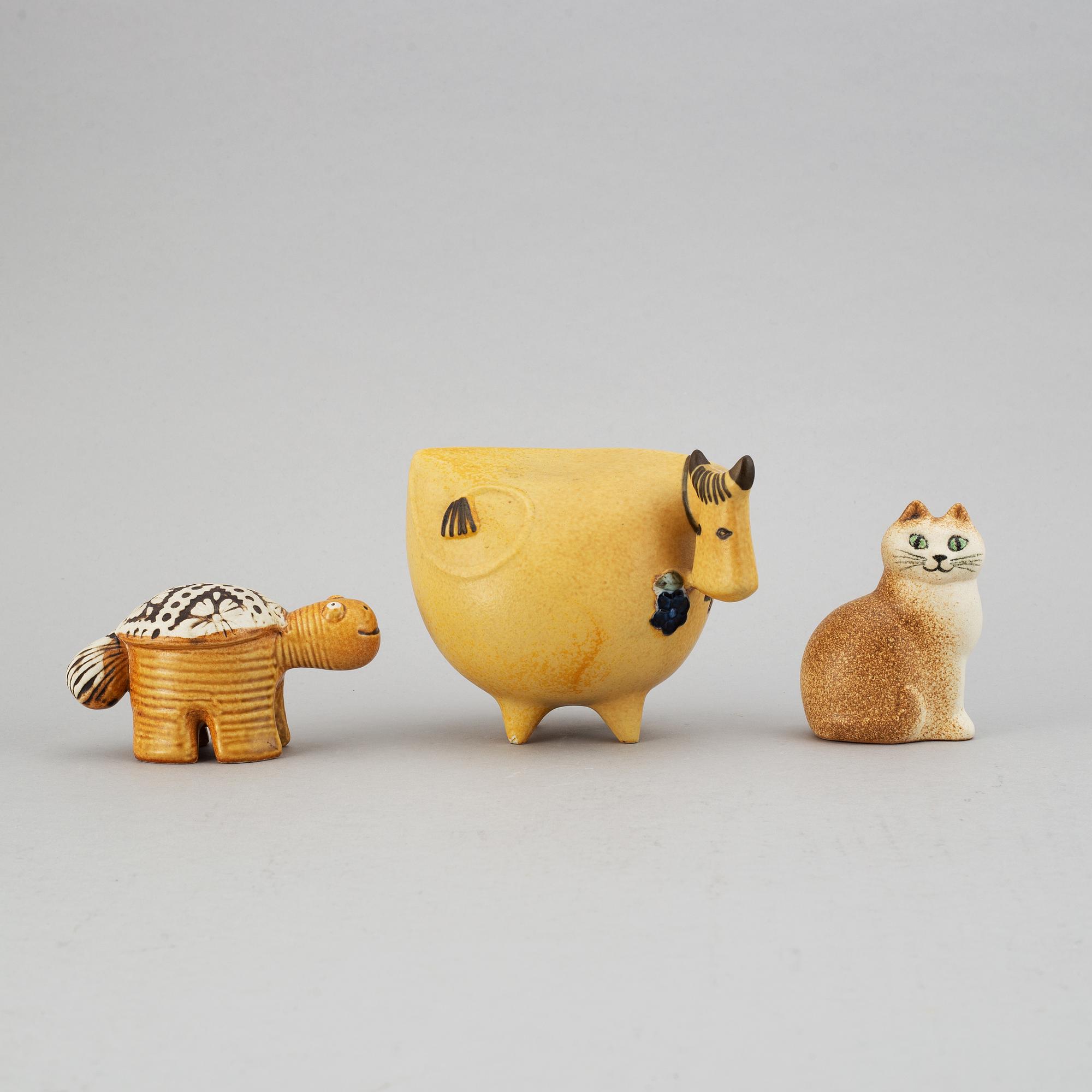 Lisa Larson, three stoneware figurines, Gustavsberg.