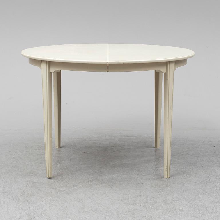 CARL MALMSTEN, matgrupp, 7 delar, 6 stolar samt bord. Två iläggskivor medföljer.