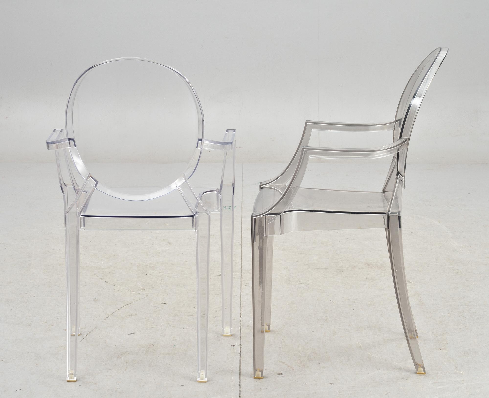 KARMSTOLAR, 2 st, "Louis Ghost", Philippe Starck för Kartell.