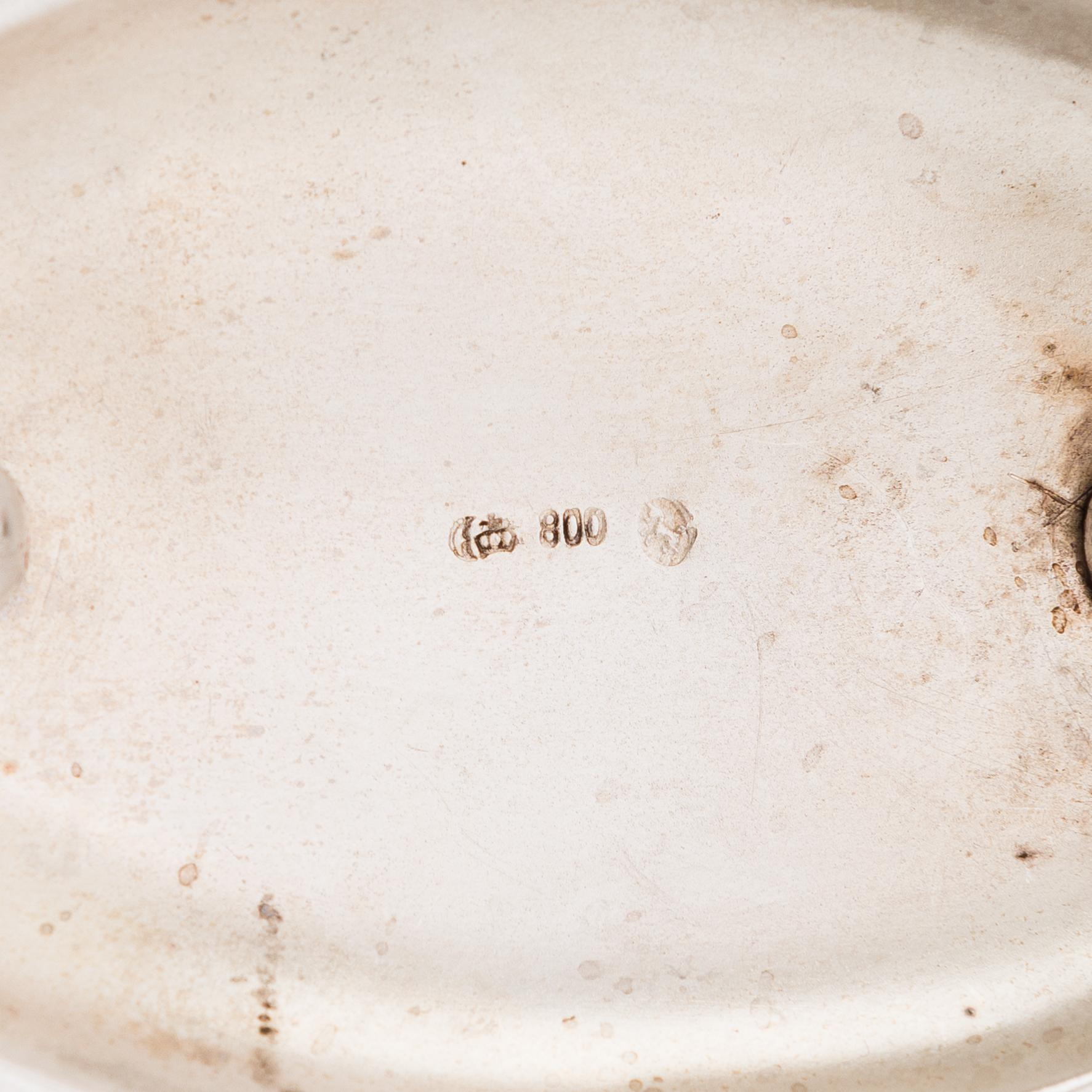 Såskanna, silver, Gebrüder Kühn, Schwäbisch Gmünd, Tyskland 1900-tal.