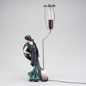 STEFAN DAKON, bordslampa, flintgods. Goldscheider, 1930-tal.