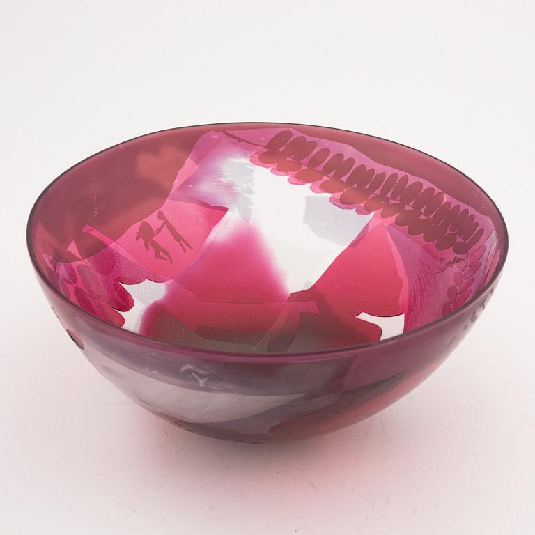 Ann Wärff, skål, glas, "Häxornas trädgård", signerad och 1978.