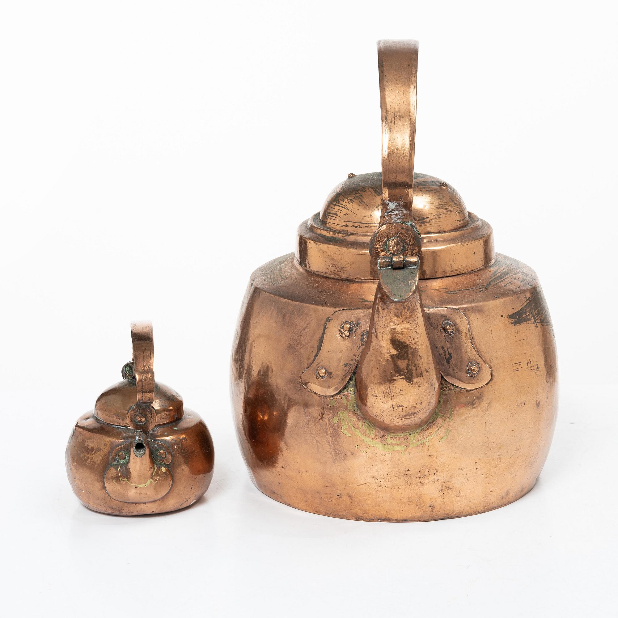 Coffee pots, 2 pcs, copper, Sweden, 18th/19th century.