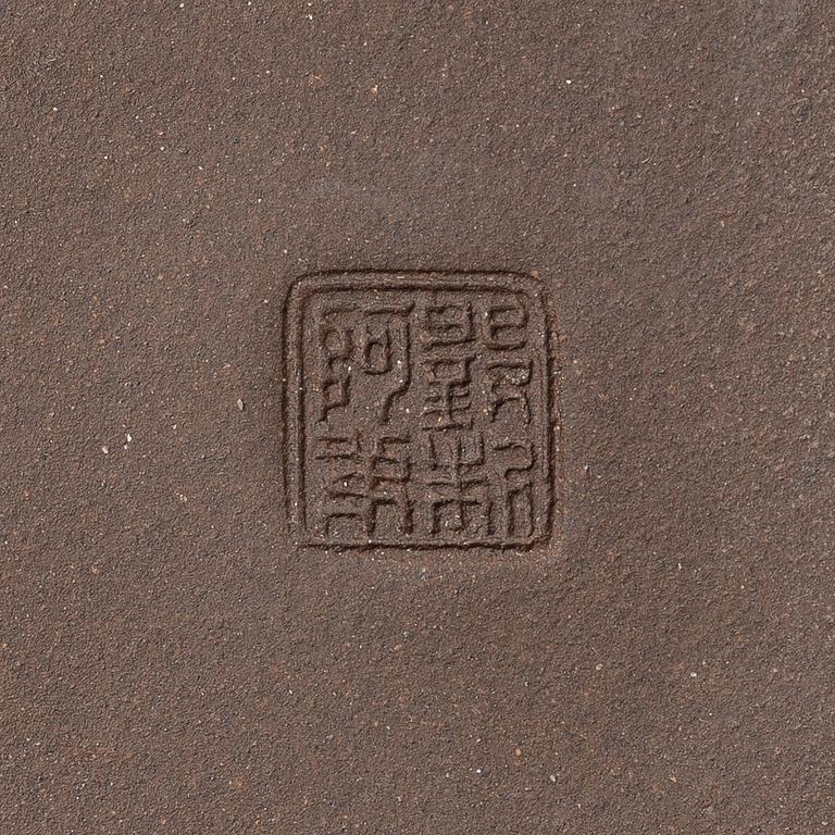 A group of four square yixing teapots, China, 1970/80s.