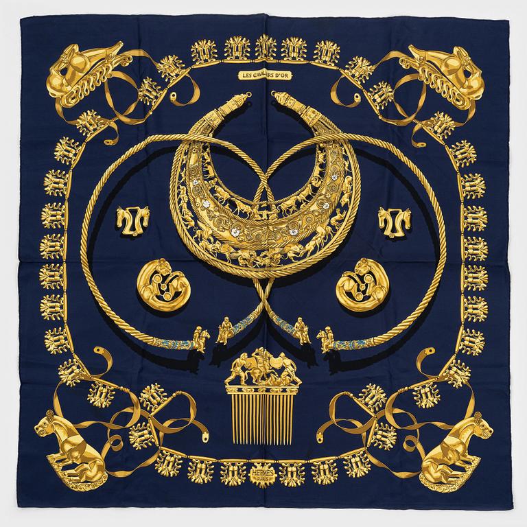 Hermès, scarf, "Les Cavaliers d'Or".