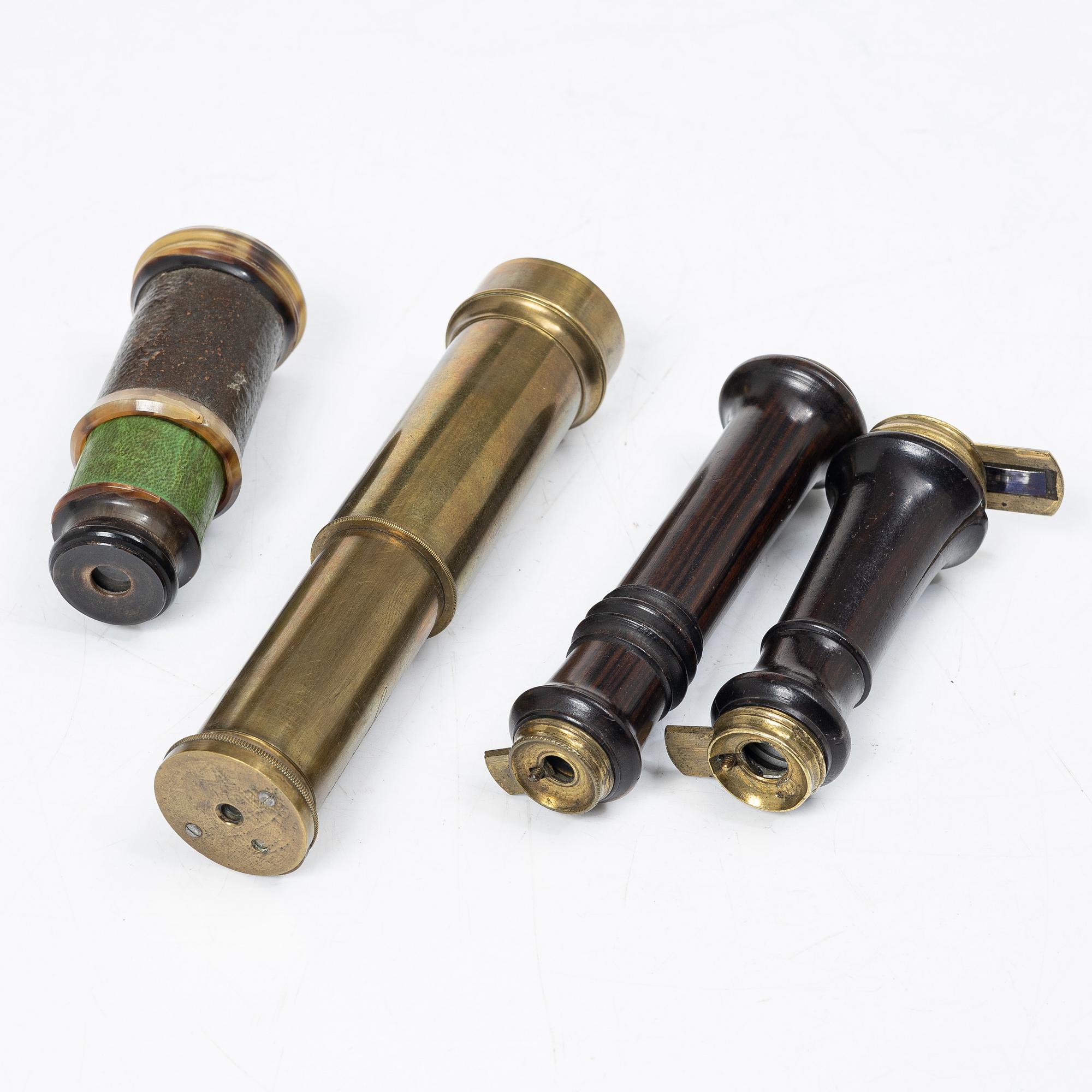 Four pocket spyglasses. 18th and 19th century.