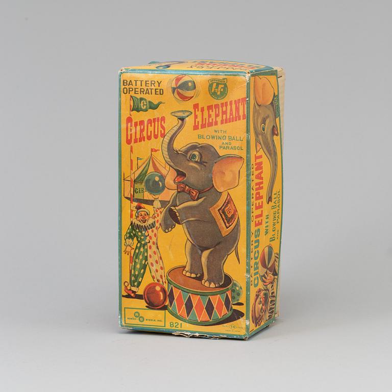 BATTERIDRIVEN LEKSAK, Battery Operated Circus Elephant, Nomura Toys, Japan, 1950-tal.