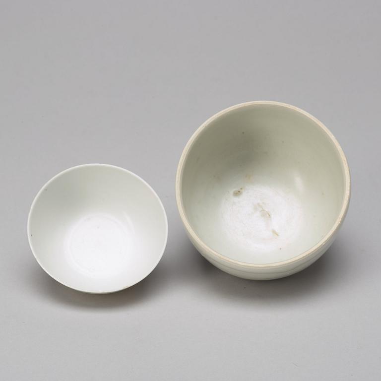 A group of white glazed bowls, South East Asian, presumably 17th Century.