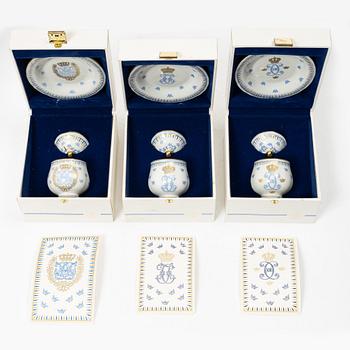 Eleven porcelain custard cups with covers and saucers, Rörstrand, Sweden, second half of the 20th century.