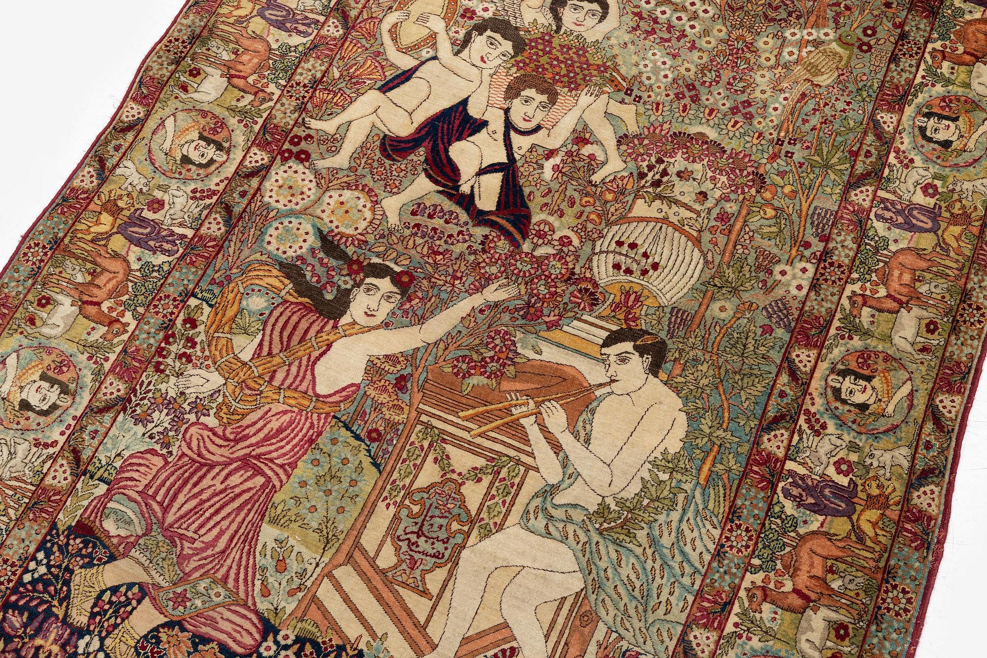 Matta, antik figural Kirman, södra Persien, ca 216 x 132 cm.