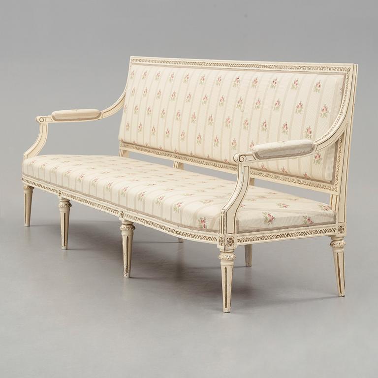 A Gustavian sofa, late 18th centrury, by E Holm.