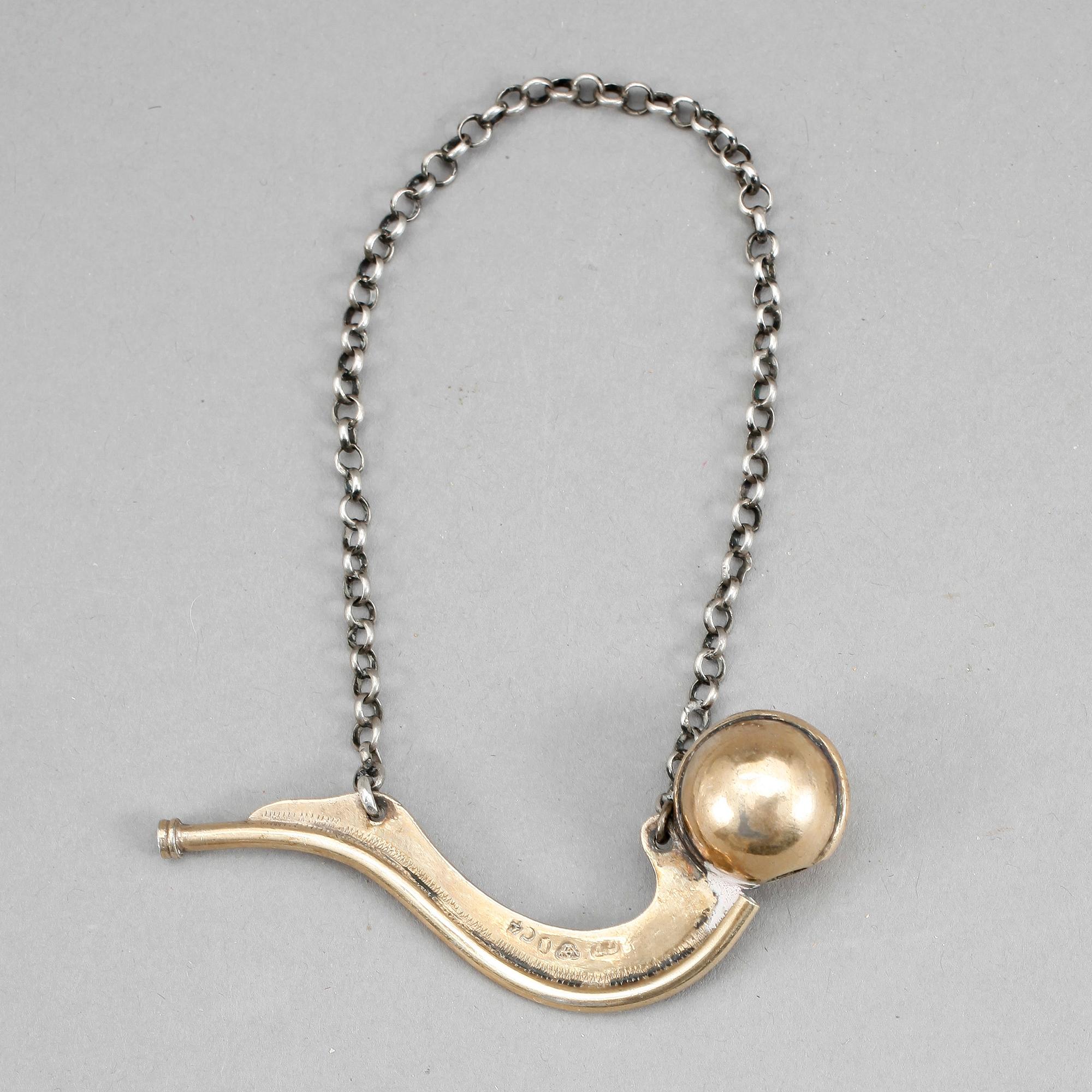 SKEPPSPIPA, Silver, Gustaf Folcker, (1807-1865) stämplad 1833. Tot vikt (inkl kedja) 13 gram.