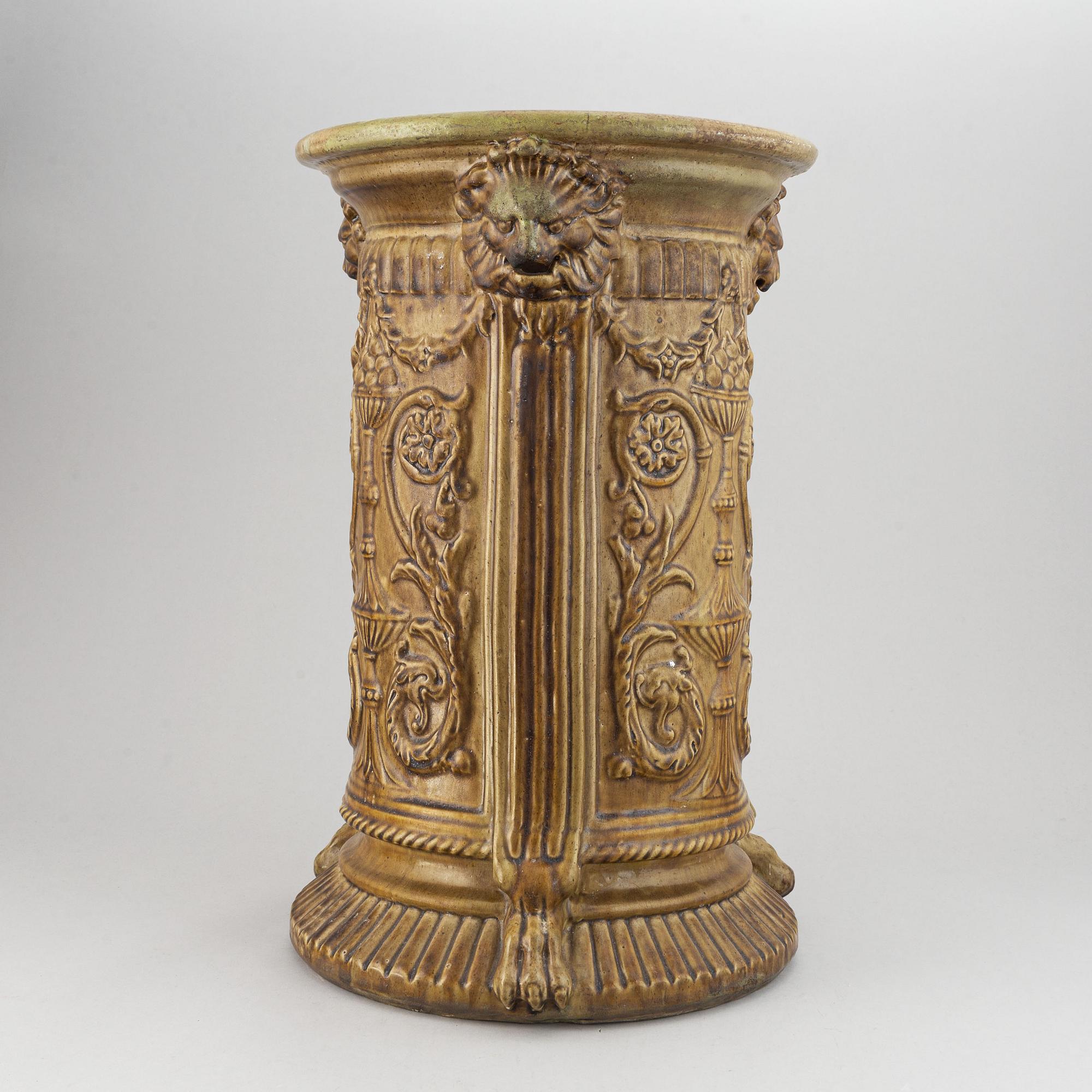 A large ceramic umbrella stand, circa 1900.