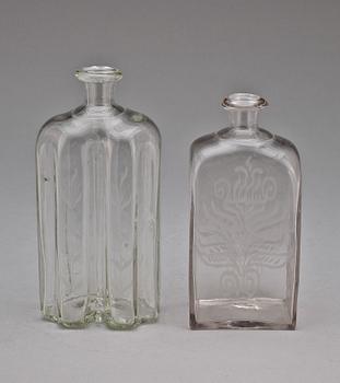 FLASKOR, 2 st, glas, 1800-tal.