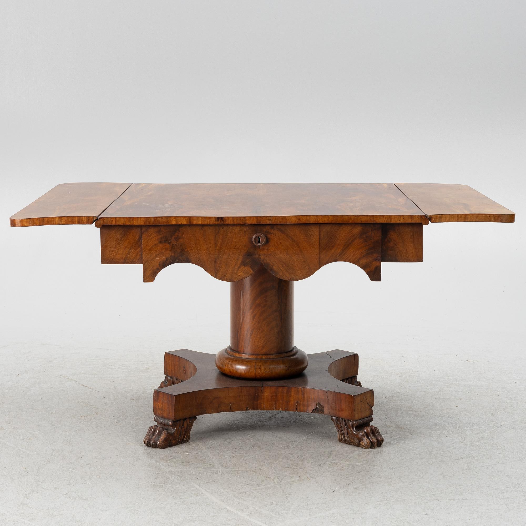 Sofa, 2 armchairs, 2 chairs, drop-leaf table Karl Johan, different models, 19th century.