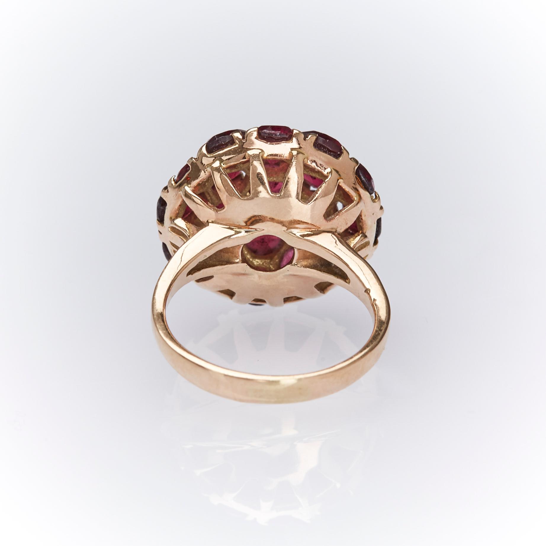 RING, 14K guld med fasettslipade granater.