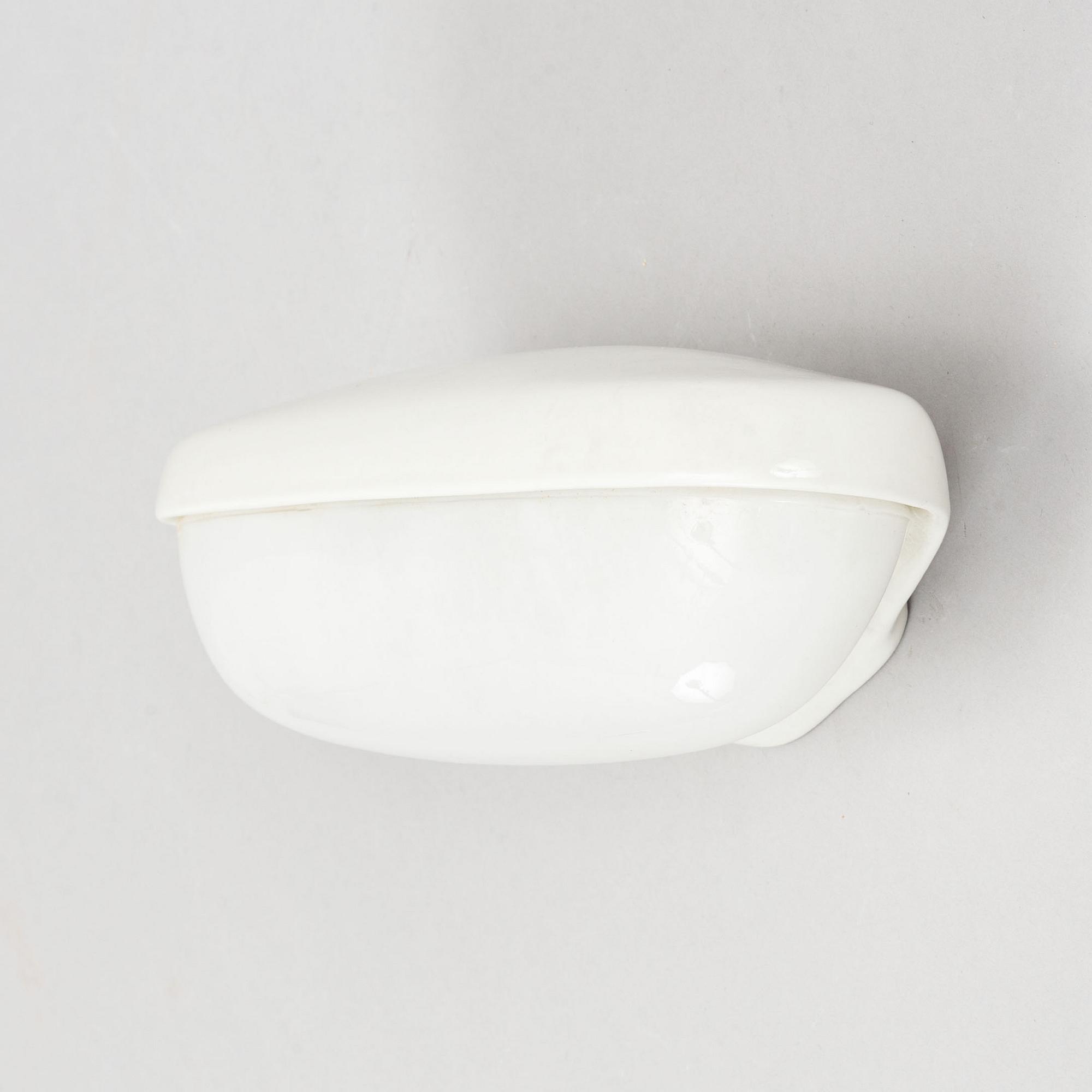 Wilhelm Wagenfeld, a set of three glass and ceramic bathroom lights, Lindner Keramik, Bamberg.
