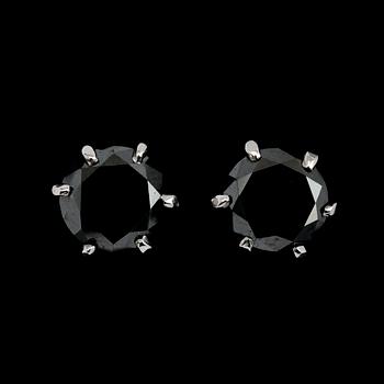 ÖRHÄNGEN, 1 par, silver, svarta diamanter tot ca 4.30 ct.