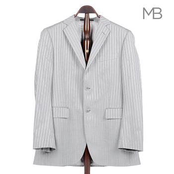 TIGER OF SWEDEN, a men´s grey and silver pinstriped suit with jacket and pants, size 50.