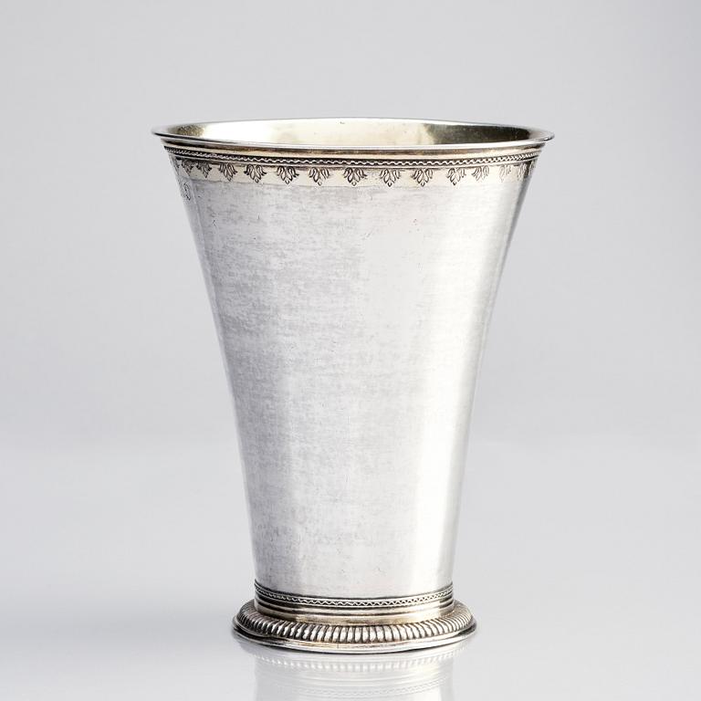 A Swedish 18th century silver beaker, marks of Bengt Biörn, Västerås 1745.