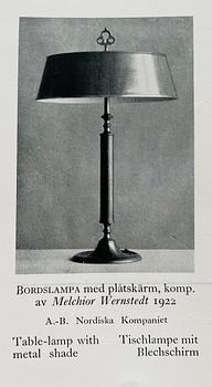 Melchior Wernstedt, bordslampor 1 par, modell "25760", Nordiska Kompaniet, 1920-tal.