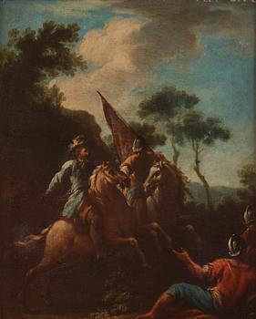 Giovanni Domenico Ferretti Circle of, Soldiers on horseback, a couple.