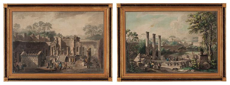 Louis Jean Desprez och Fransesco Piranesi, "Le "Temple de Sérapis" à Pouzzoles" and "Le Temple d'Isis à Pompéi".