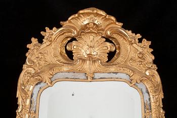 A Swedish Rococo 18th century mirror by N Meunier, master 1754.
