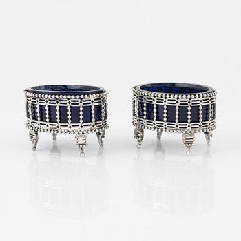 A Pair of Silver Salt Cellars, 18th century, likely Brussels, later tax stamps Linz, Austria 1806-7.